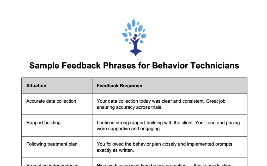 Sample Feedback Phrases for RBTs That Inspire Growth | Behavior Analyst CE