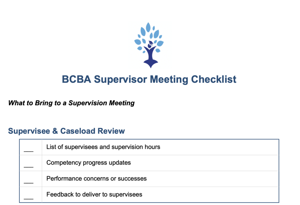 Effective Supervision Checklist.pdf BCBA Supervisor Meeting Checklist for Effective Sessions | Behavior ...